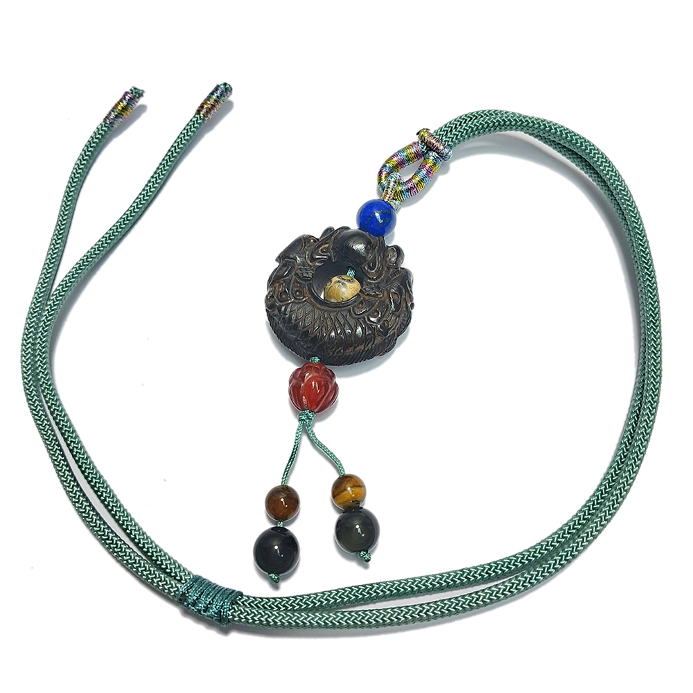 雙龍搶珠{黑檀}中國結項鍊【十方】152926