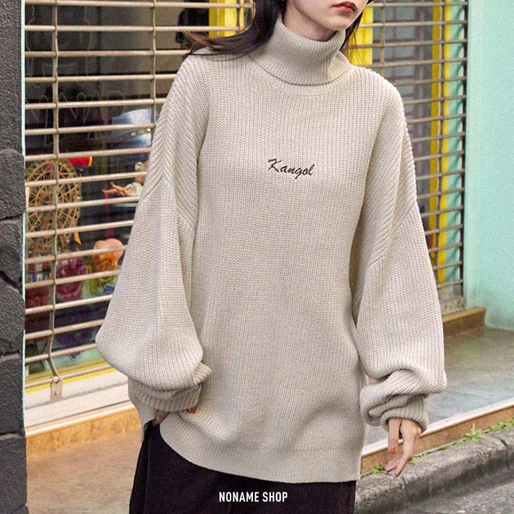 KANGOL 草寫 LOGO 針織 高領 毛衣 落肩 五色 (男款)