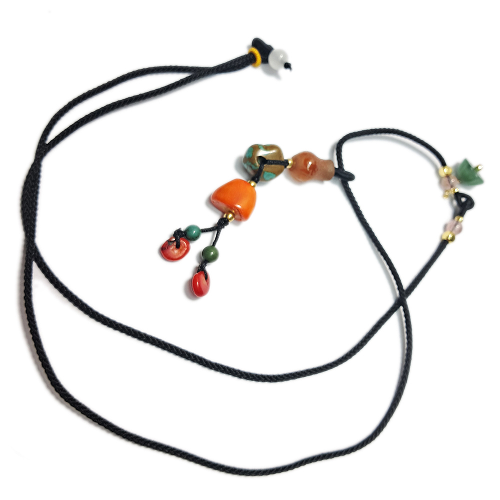 綠松石&海竹珊瑚&蓮花中國結項鍊【十方】152934