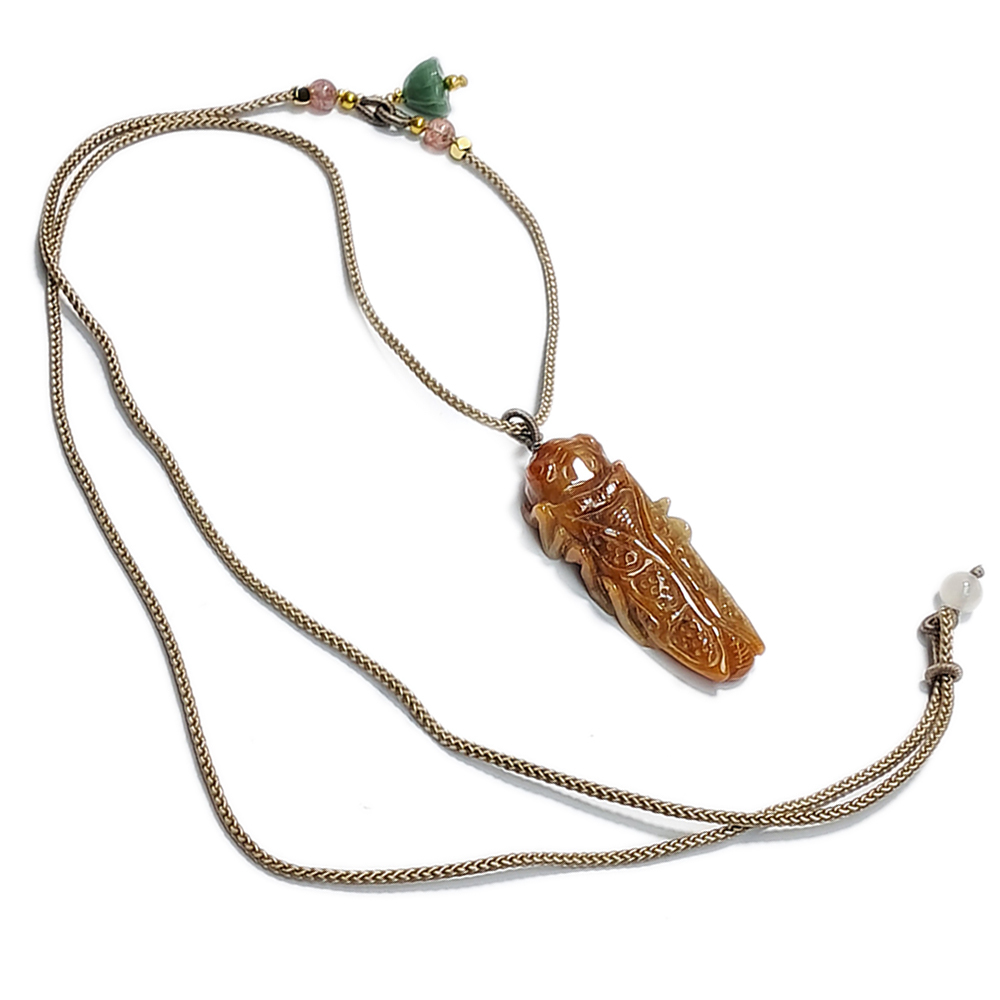 秋蟬一鳴驚人{緬甸玉紅翡}中國結項鍊【十方】152948