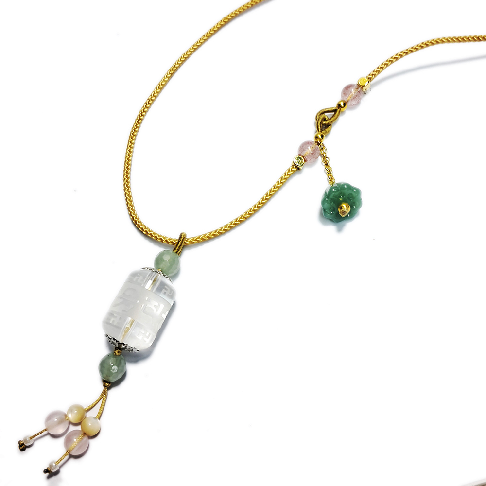 六字真言{水晶}&蓮花中國結項鍊【十方】152932