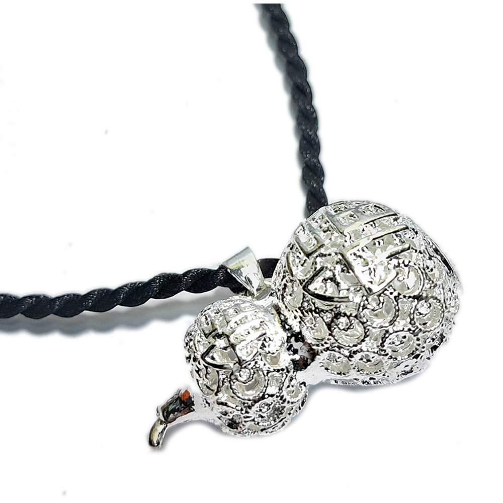 葫蘆{鍍銀}黑繩項鍊【十方】152949