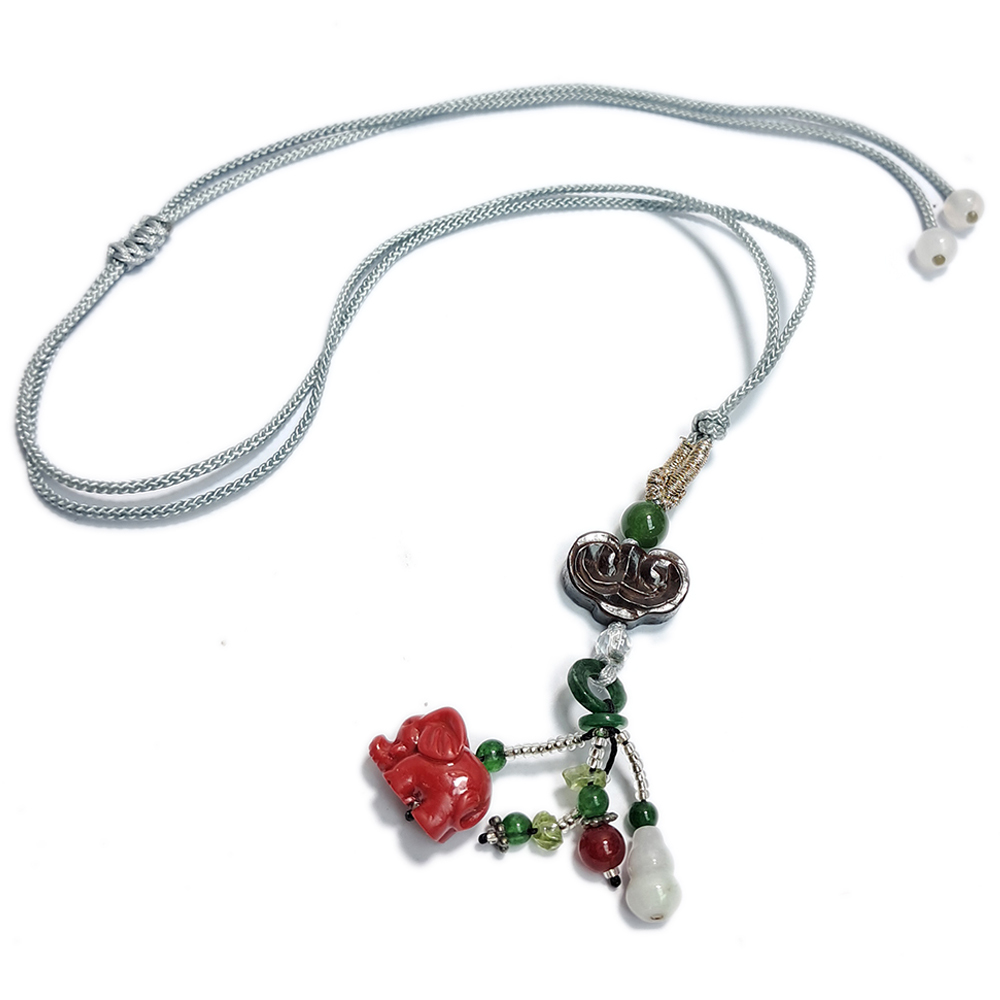 還願大象&祥雲{紫檀}&中國結項鍊【十方】152958