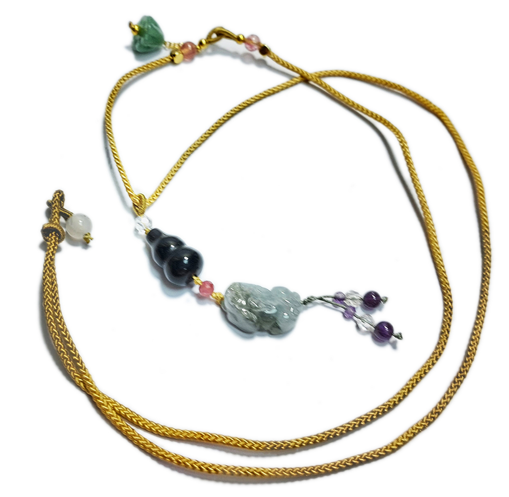 玉貔貅&葫蘆{黑曜石}&中國結項鍊【十方】152990