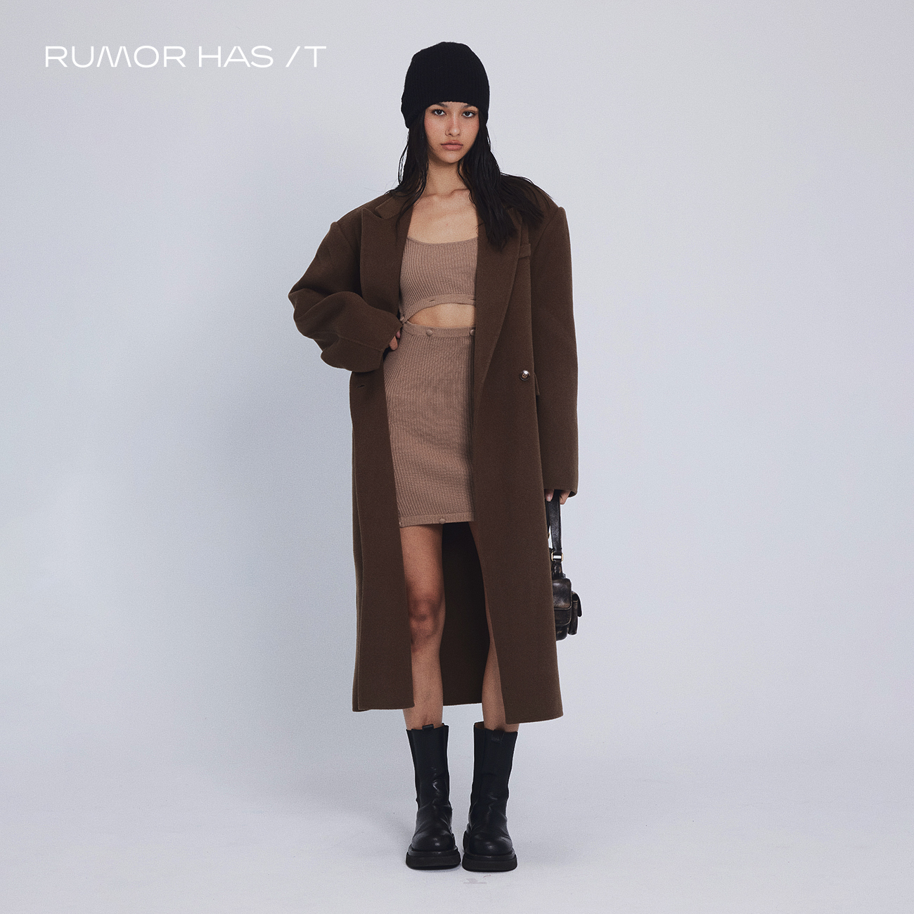 Oversized Wool Coat-Dark Brown