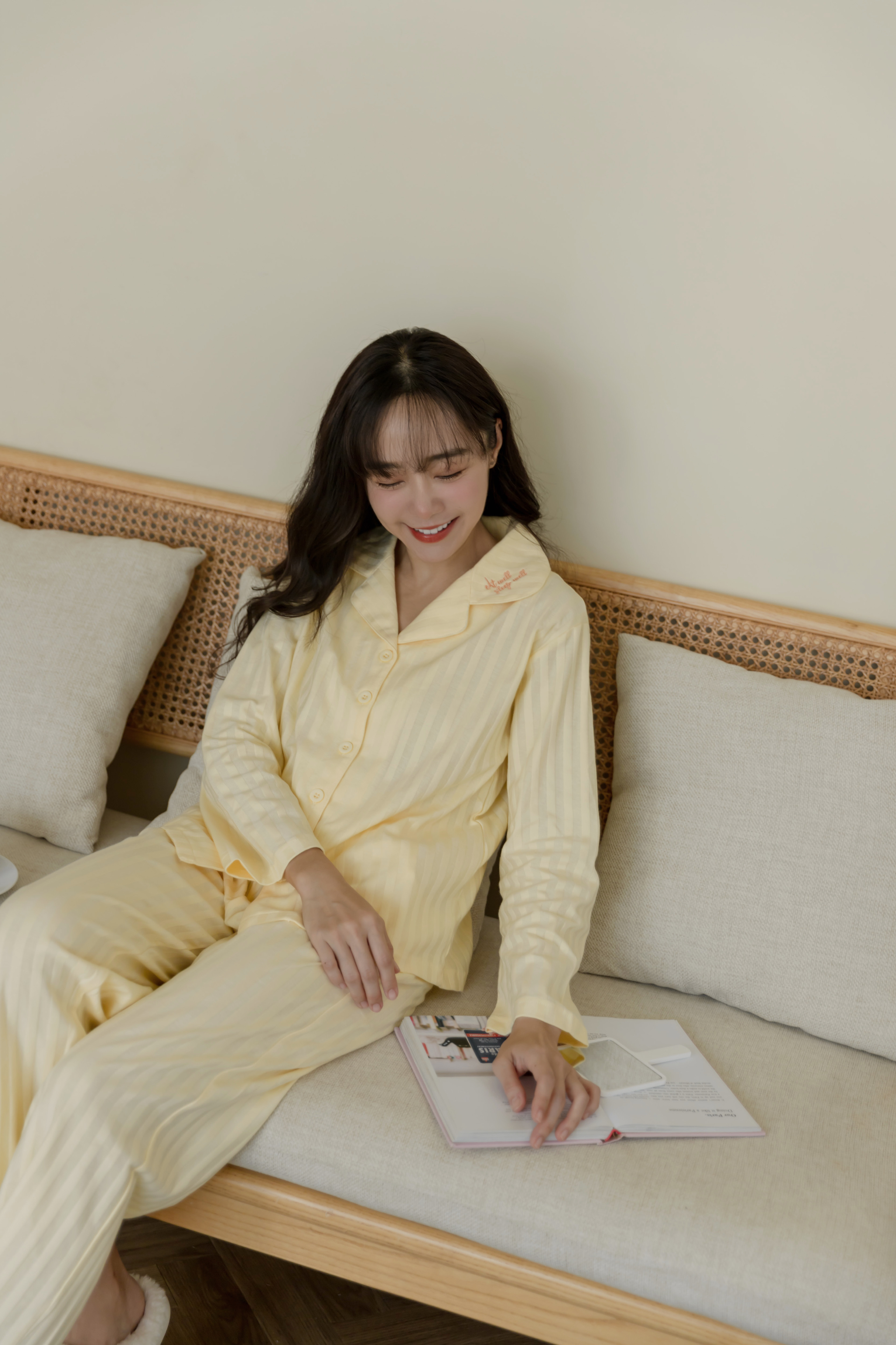 純棉刺繡套裝-檸檬黃