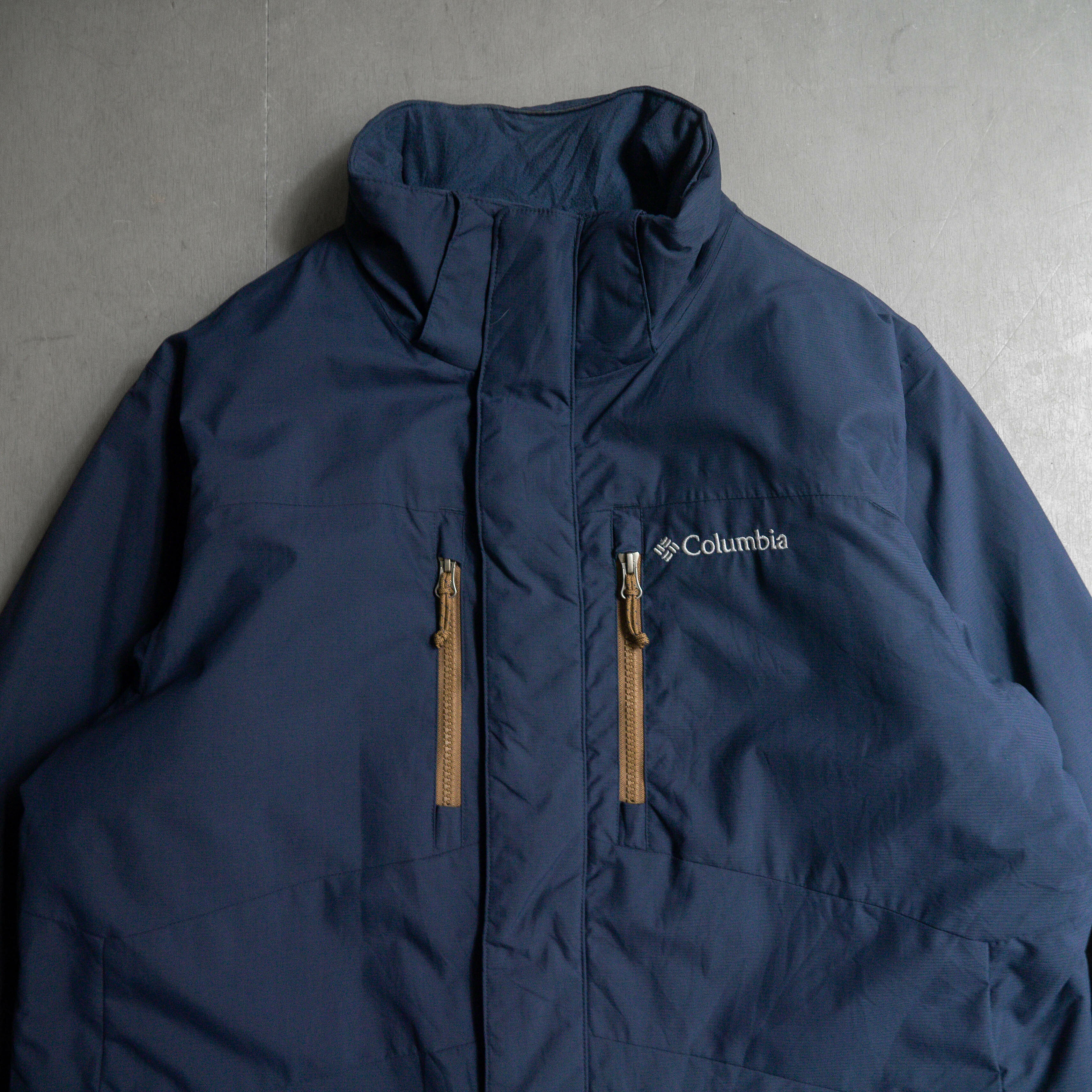 COLUMBIA OMNI TECH MOUNTAIN PARKA 深藍 鋪棉 高領 防風 連帽 外套