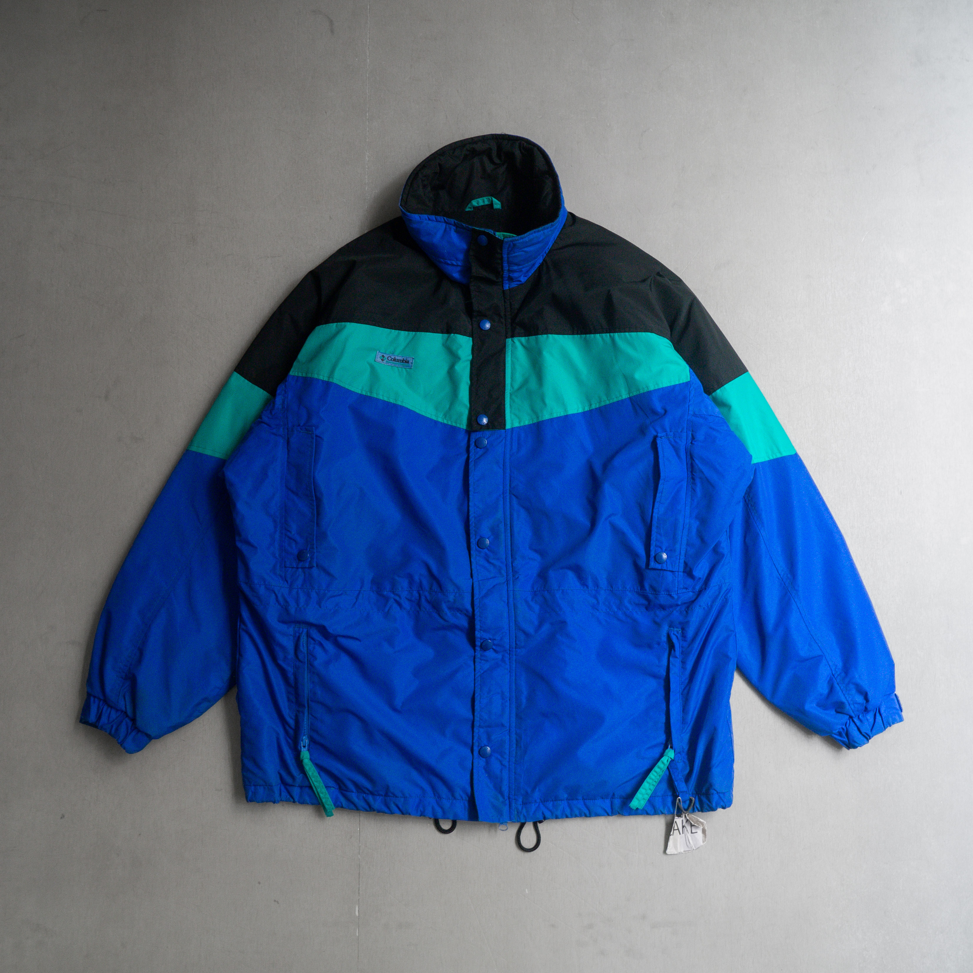 COLUMBIA MOUNTAIN PARKA 藍色 拼色 鋪棉 高領 防風 登山 連帽 外套 L