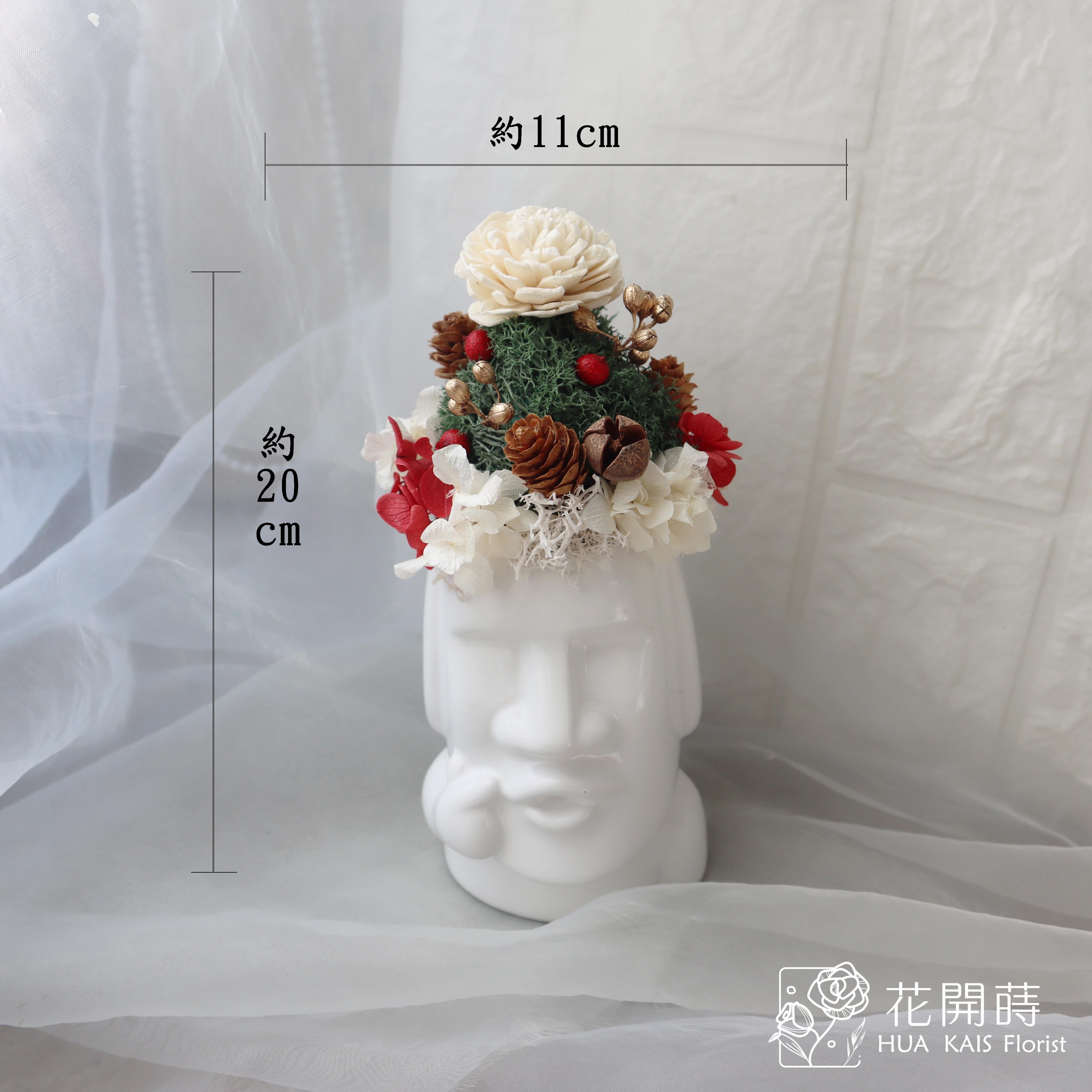 聖誕摩艾小桌花|綠精靈|開幕小盆栽|生日禮物|辦公桌小盆花|交換禮物