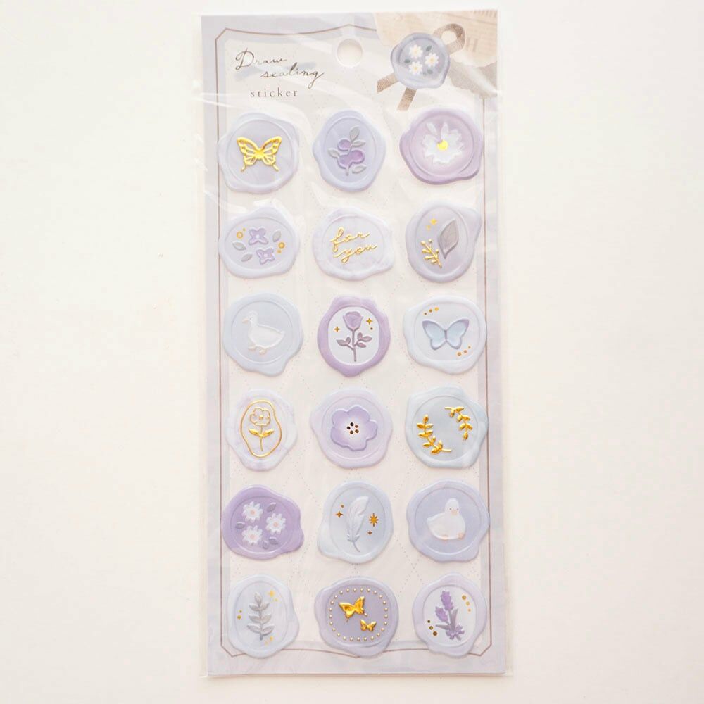 藍色花朵 燙金封蠟印章貼紙｜日本CRUX