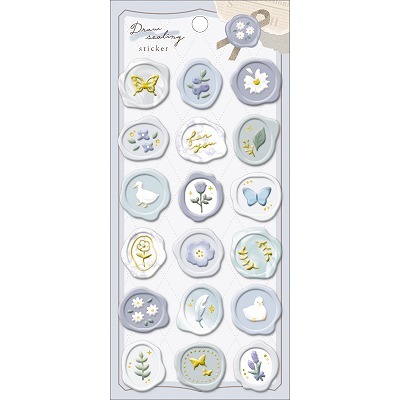 藍色花朵 燙金封蠟印章貼紙｜日本CRUX