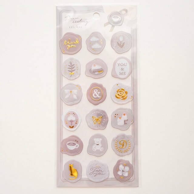 灰色咖啡 燙金封蠟印章貼紙｜日本CRUX