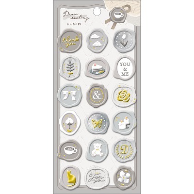 灰色咖啡 燙金封蠟印章貼紙｜日本CRUX