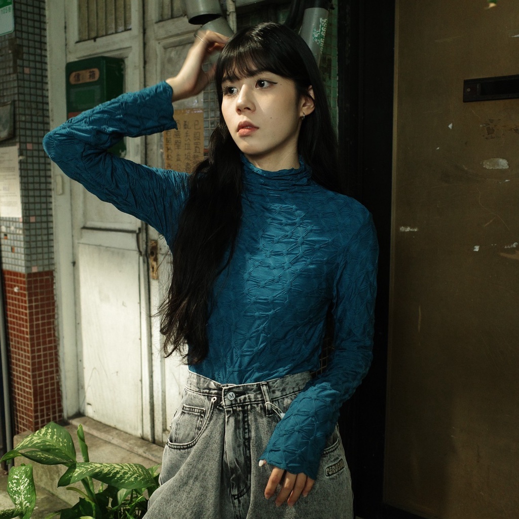 『Always_Good』皺褶 微高領 打底 內搭上衣