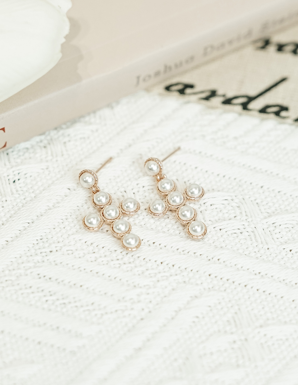 925 純銀施華洛世奇十字珍珠耳環