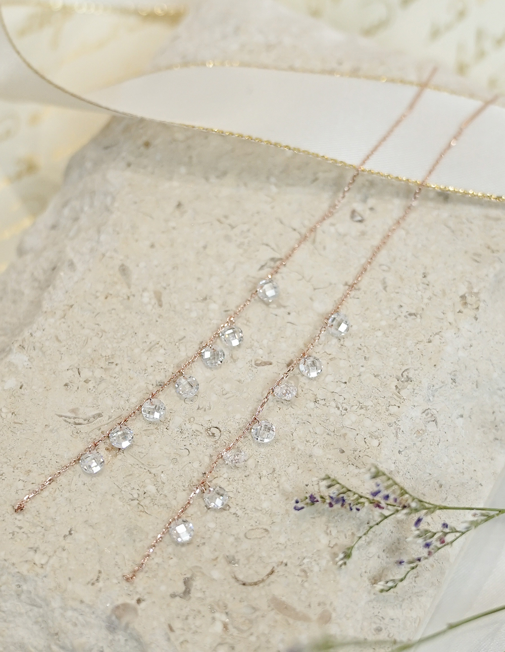 925 純銀施華洛世奇水晶細鍊耳環