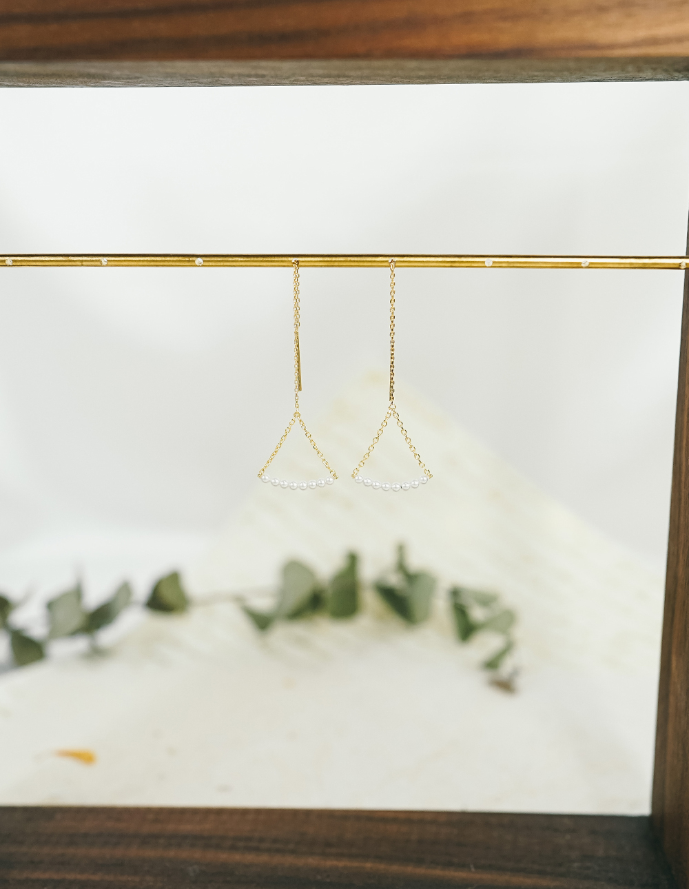 925 純銀施華洛世奇吊橋珍珠耳環