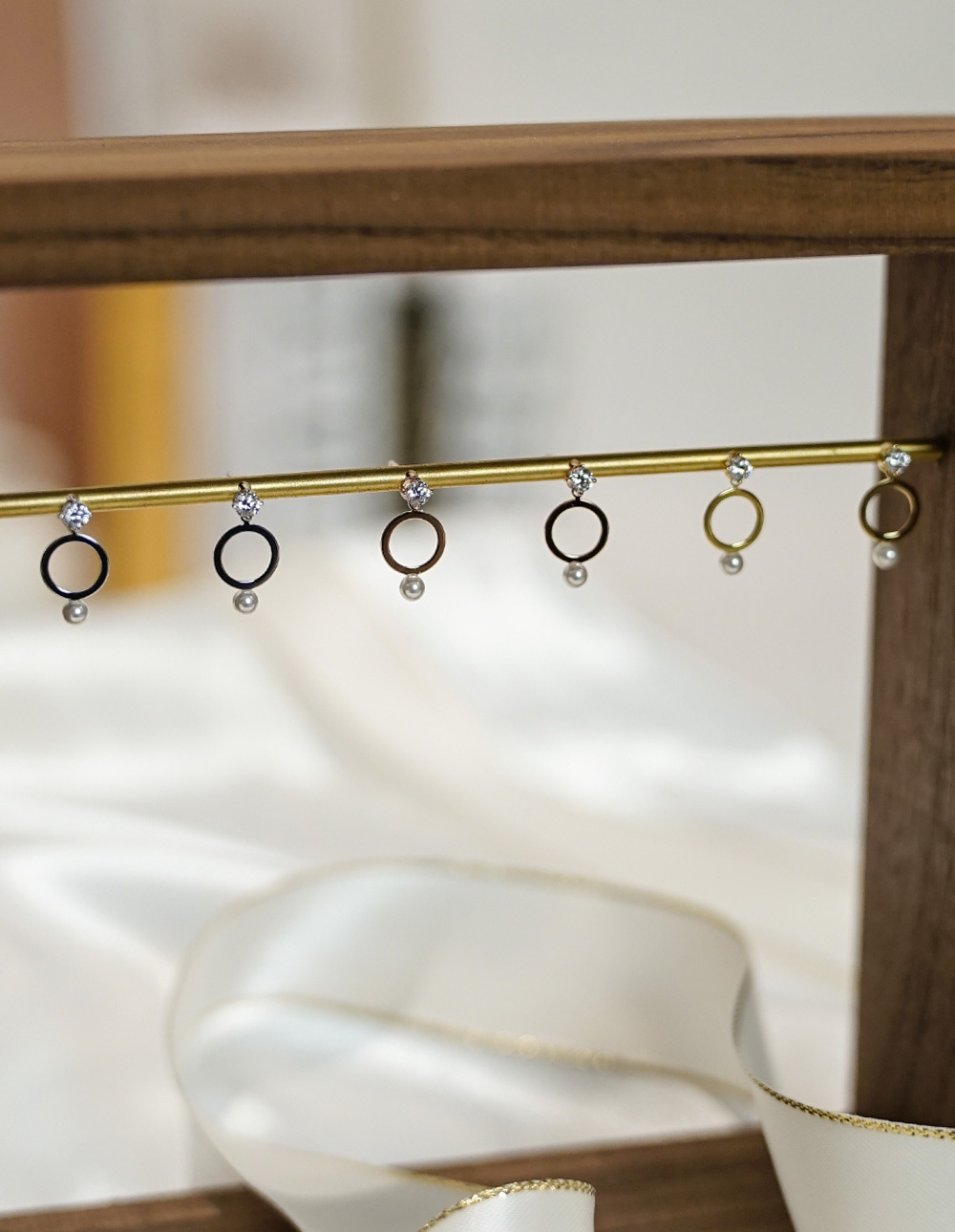 925 純銀施華洛世奇水鑽珍珠圈圈耳環