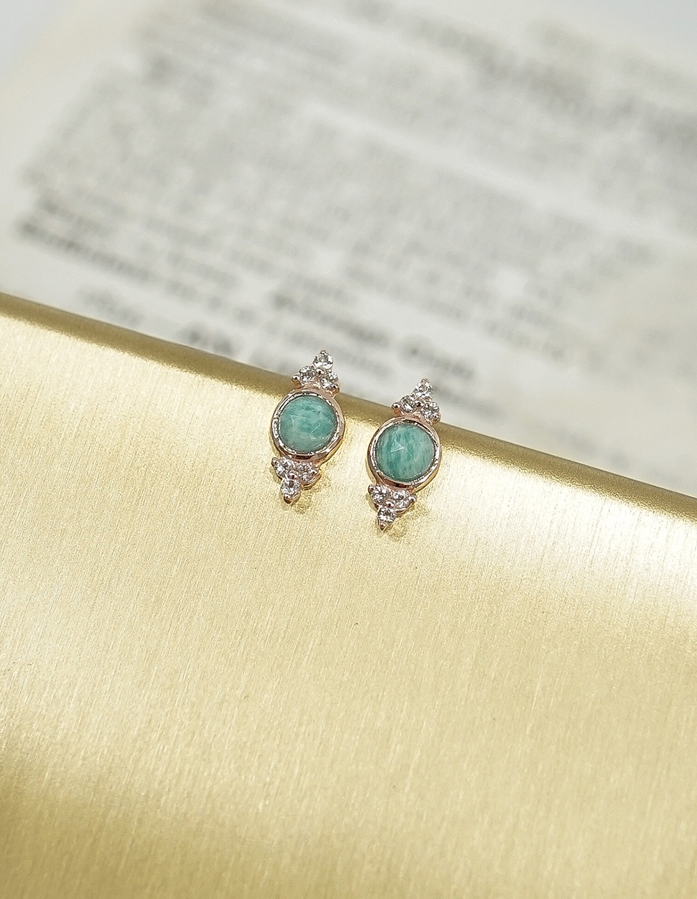 925 純銀天然石立體切割耳環