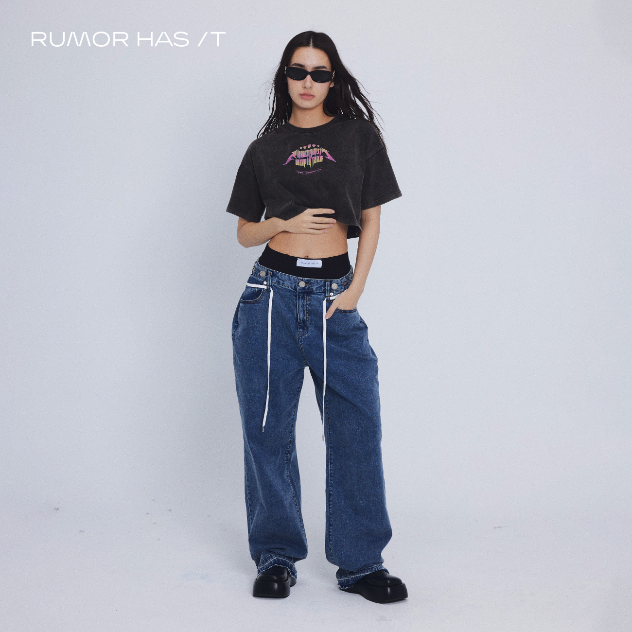 RHI World Tour Crop Top-Black