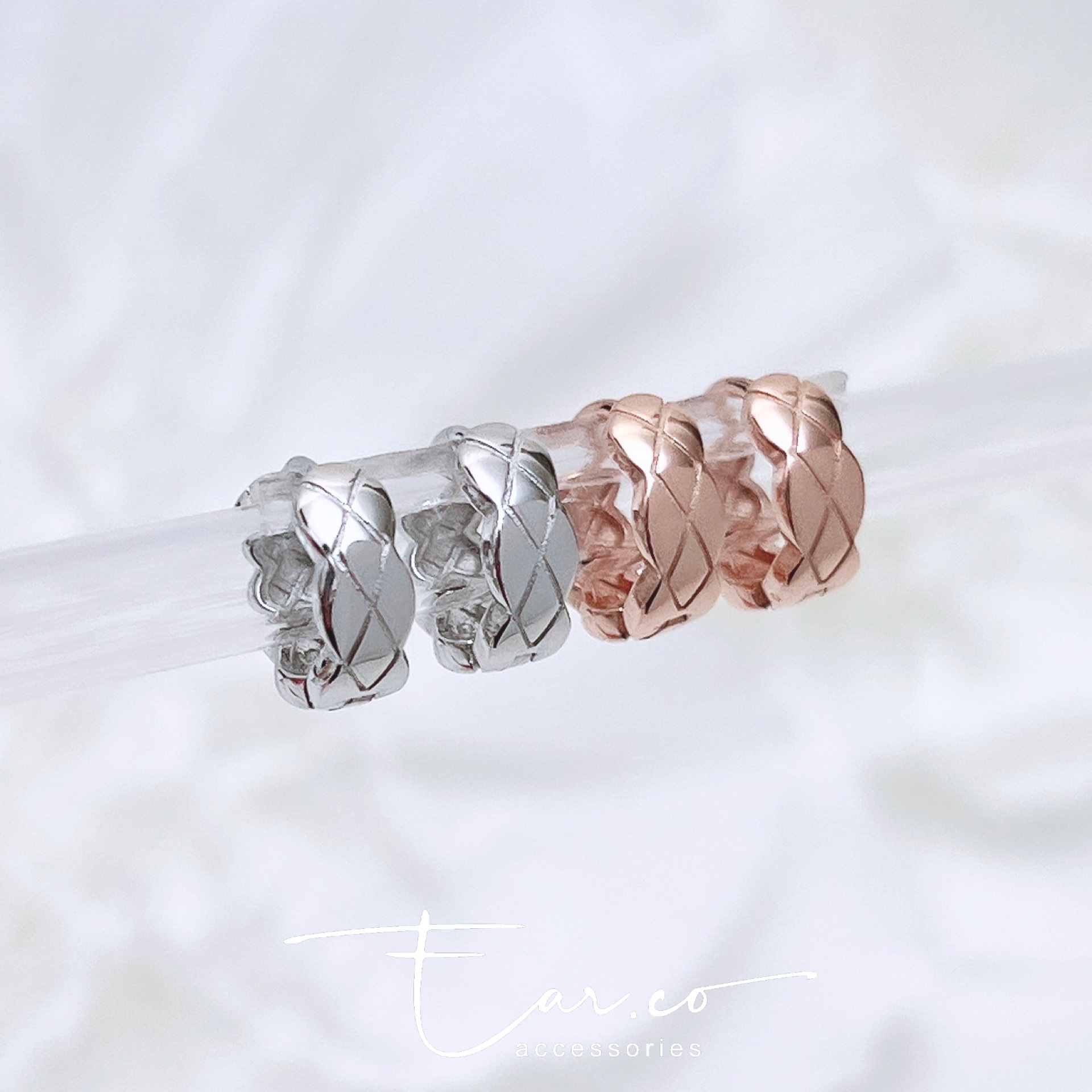 紋理可愛波浪邊粗條純銀小耳圈 [睡覺不用脫! ] #A1011