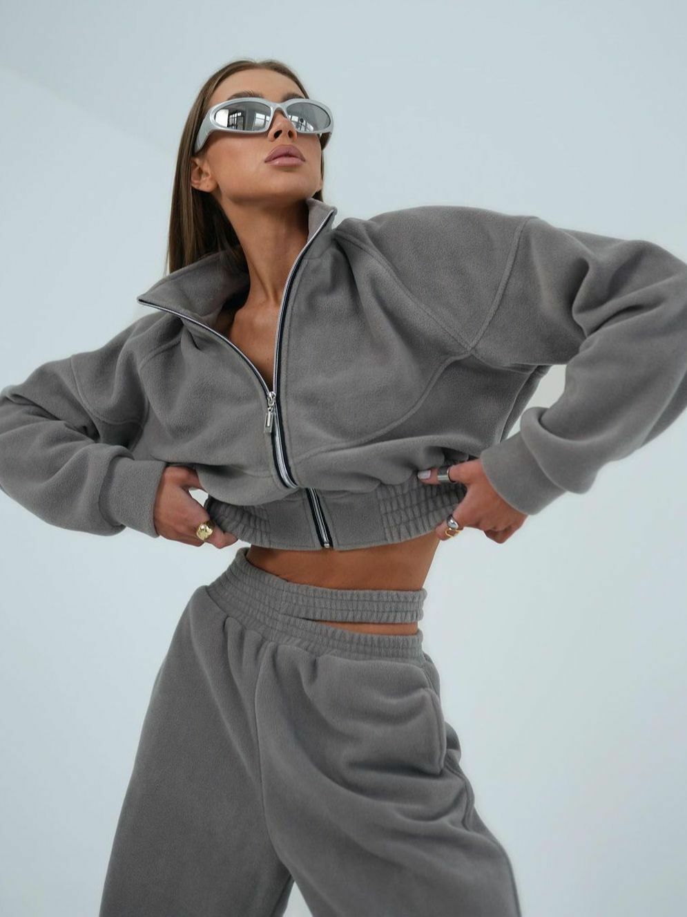 翻領拉鍊外套套裝