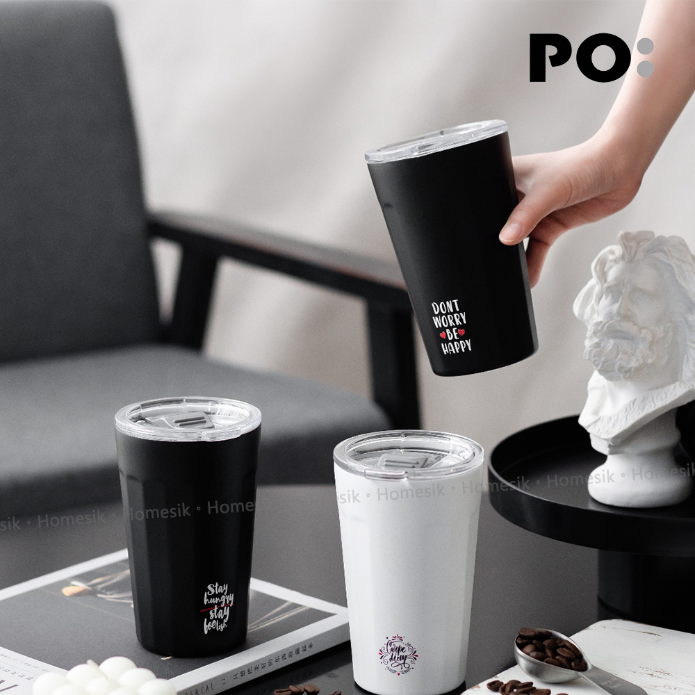 Stay Hungry Stay Foolish 棱角保溫杯 16oz (黑色) PO: 15126