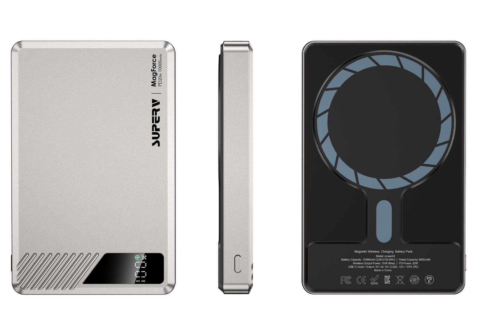 Superv Power41Power42 MagForce數顯纖薄移動電源