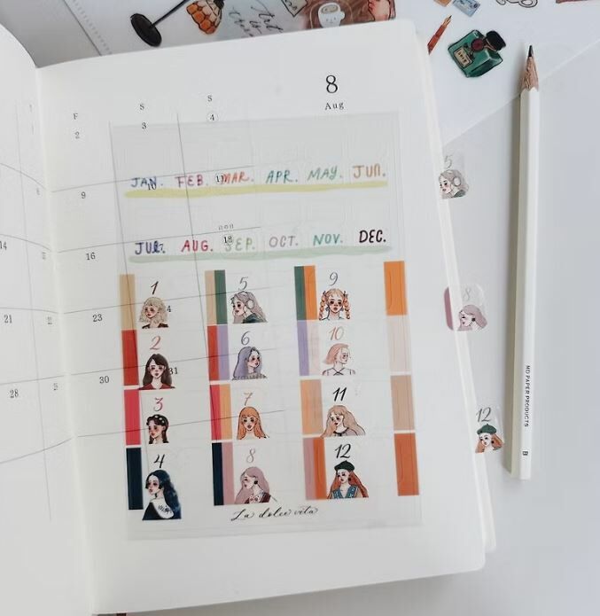 手帳季 新款 優雅女子畫廊 索引貼紙 透明貼紙｜甜蜜生活La dolce vita 臺灣