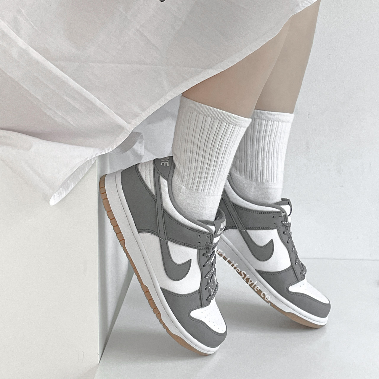 NIKE DUNK LOW GS 3M 反光 煙灰 灰 仿皮革 大童鞋 FV0374-100 / 現貨