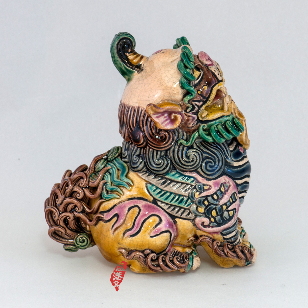 鹿港窯禮品館｜台灣國寶交趾陶居家開運小獅尊
