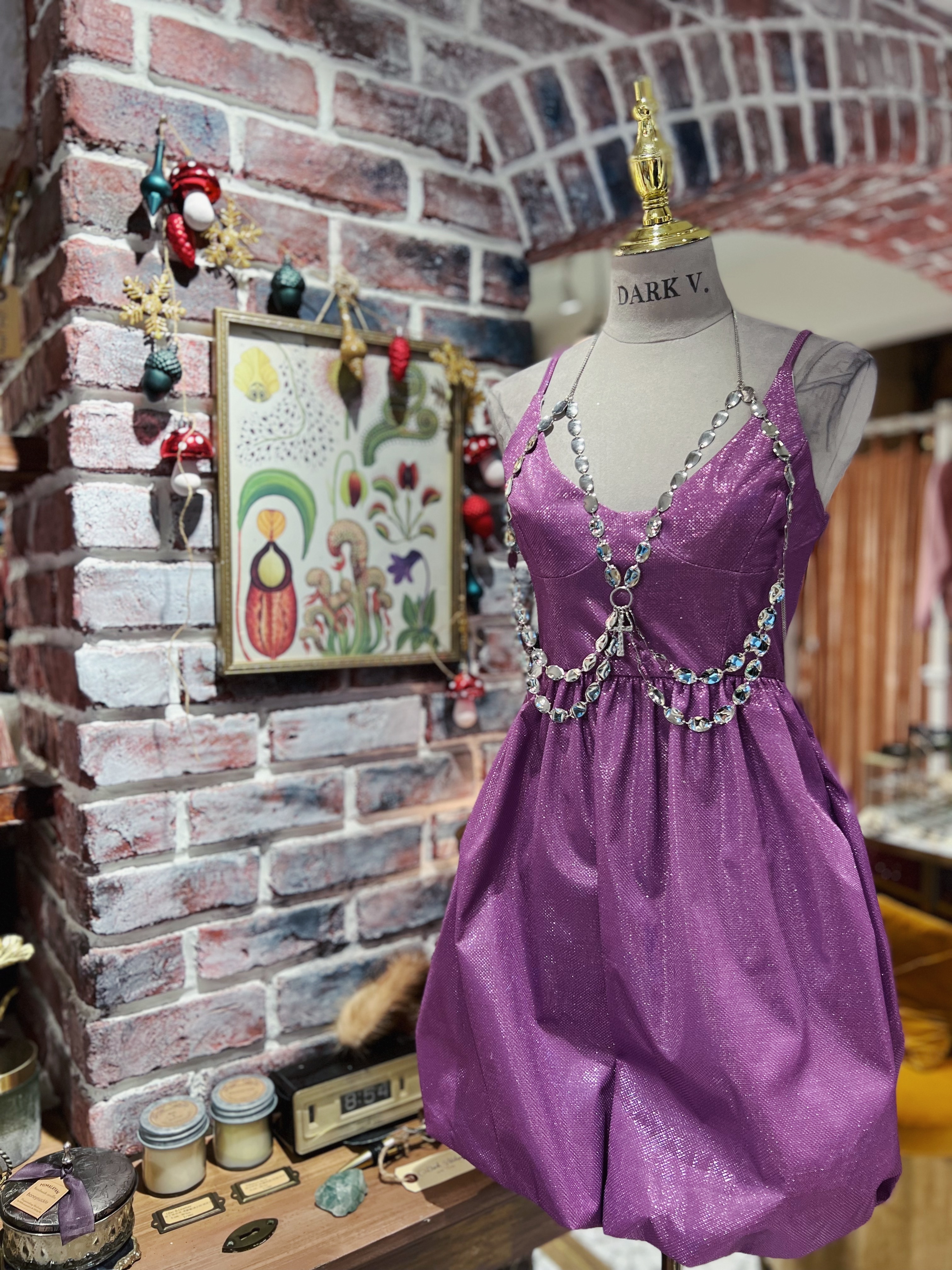 Purple Shine 紫色細閃馬甲花苞Mini Dress