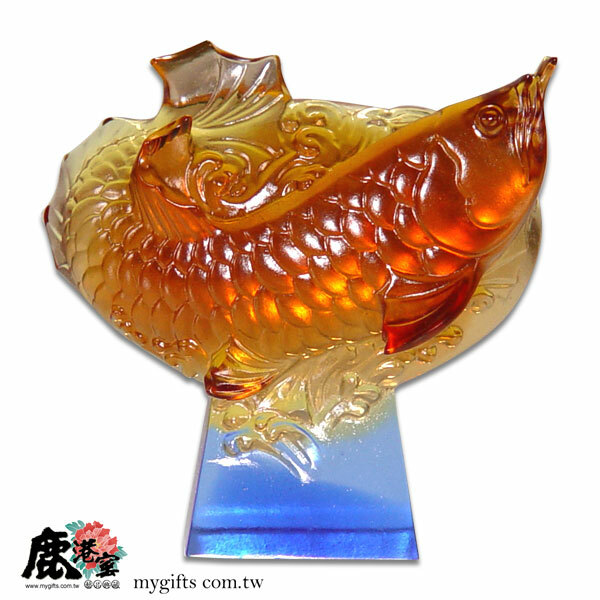 水晶琉璃魚躍龍門擺飾｜開運招財 升遷順利 吉祥藝術精品