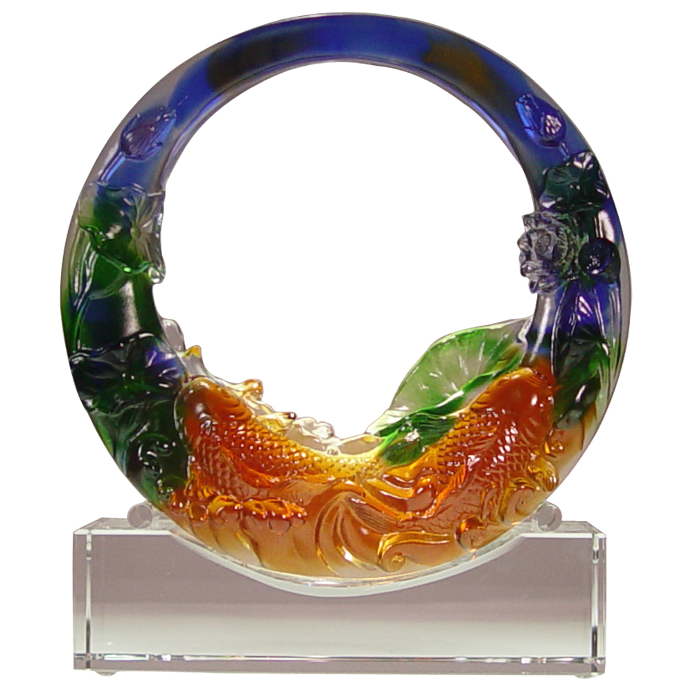 水晶琉璃圓滿擺飾｜含水晶座開運招財藝術品推薦