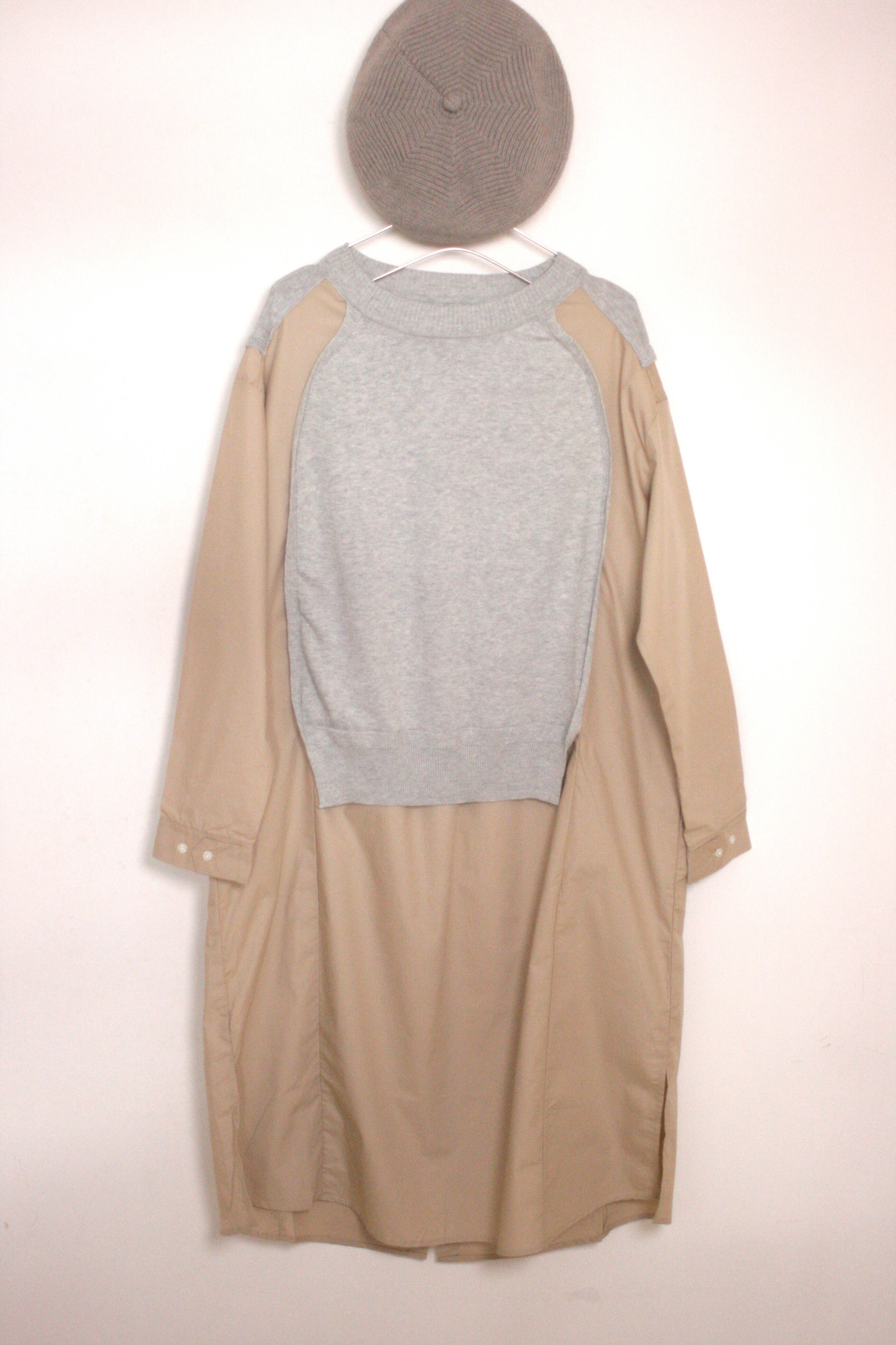 ｛Special Price｝前後 2WAY 針織對拼接襯衫連身裙 【日本直送】