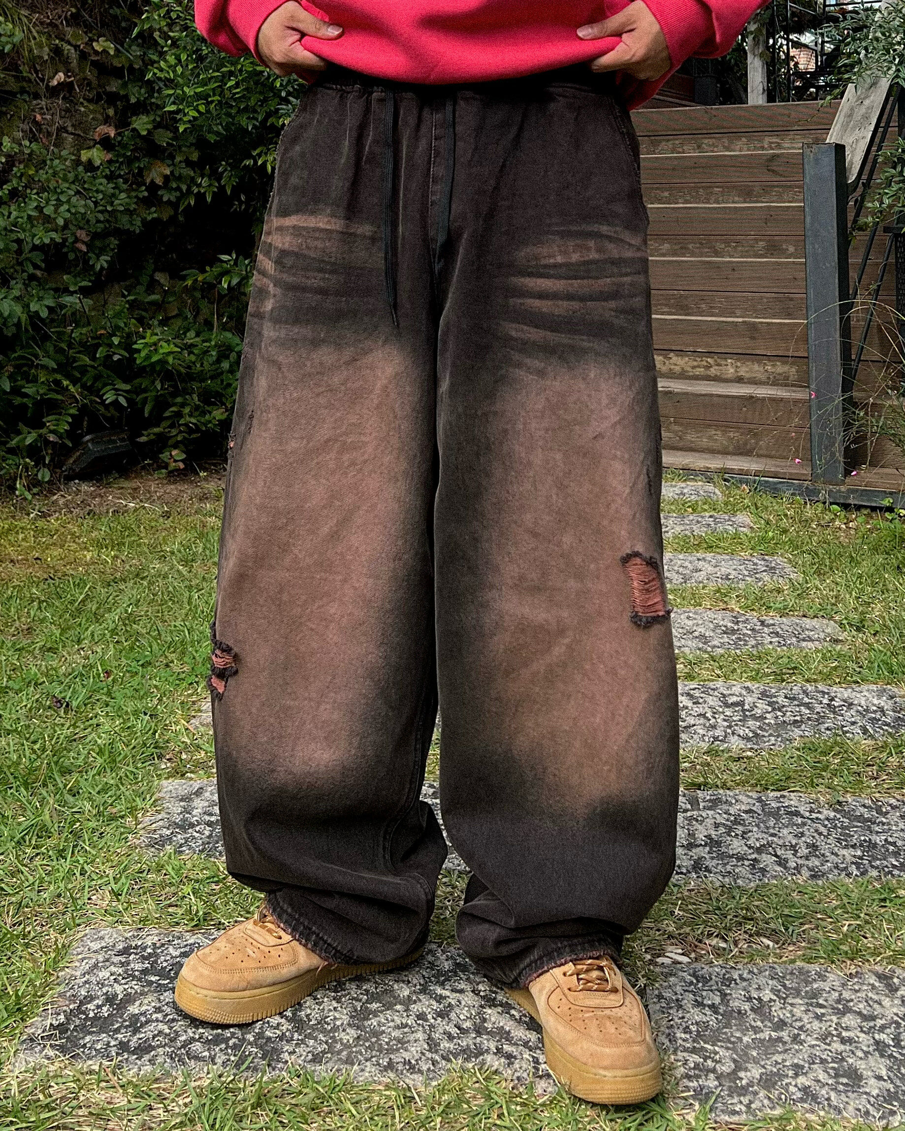 混紡氣球寬腿褲