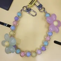 [S] MAKOMAKI PASTEL RAINBOW FLOWER HANDPHONE STRAP, MULTI, SMMK52 (SMMK52)