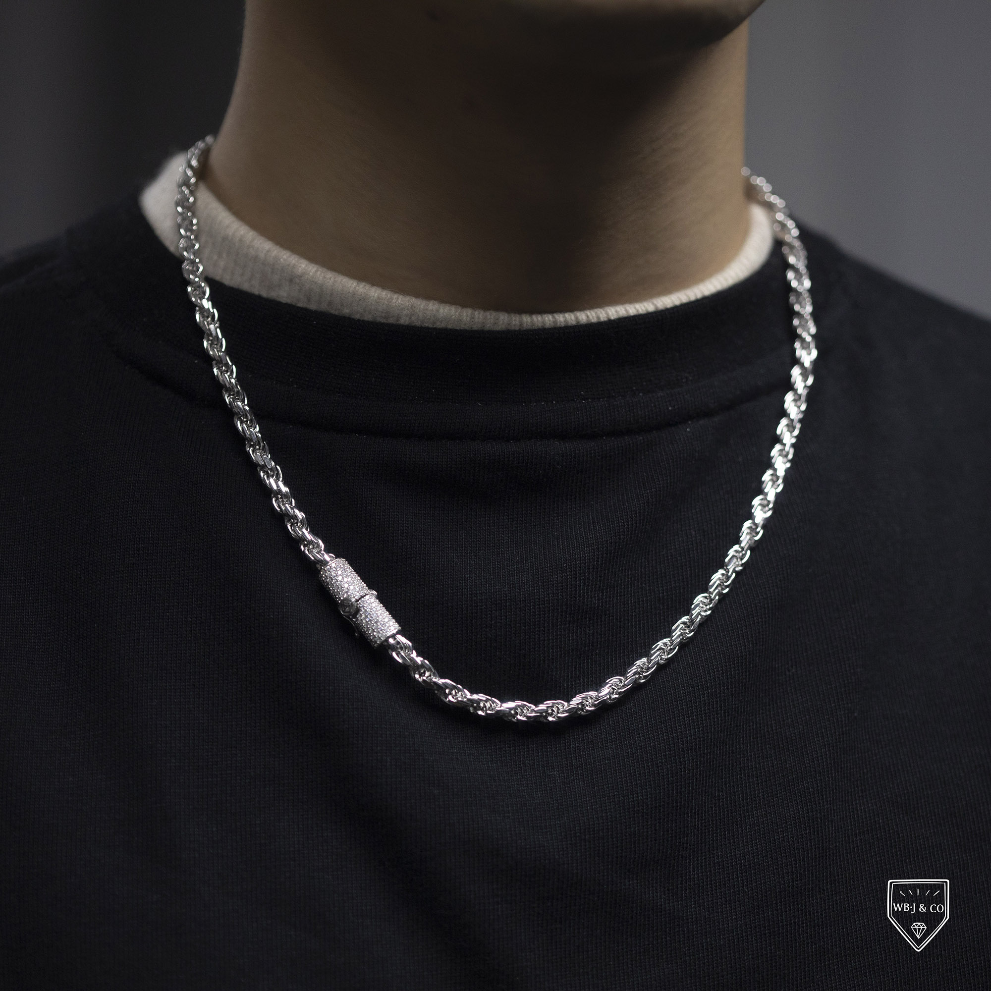 寶石扣｜5mm純銀麻花鍊