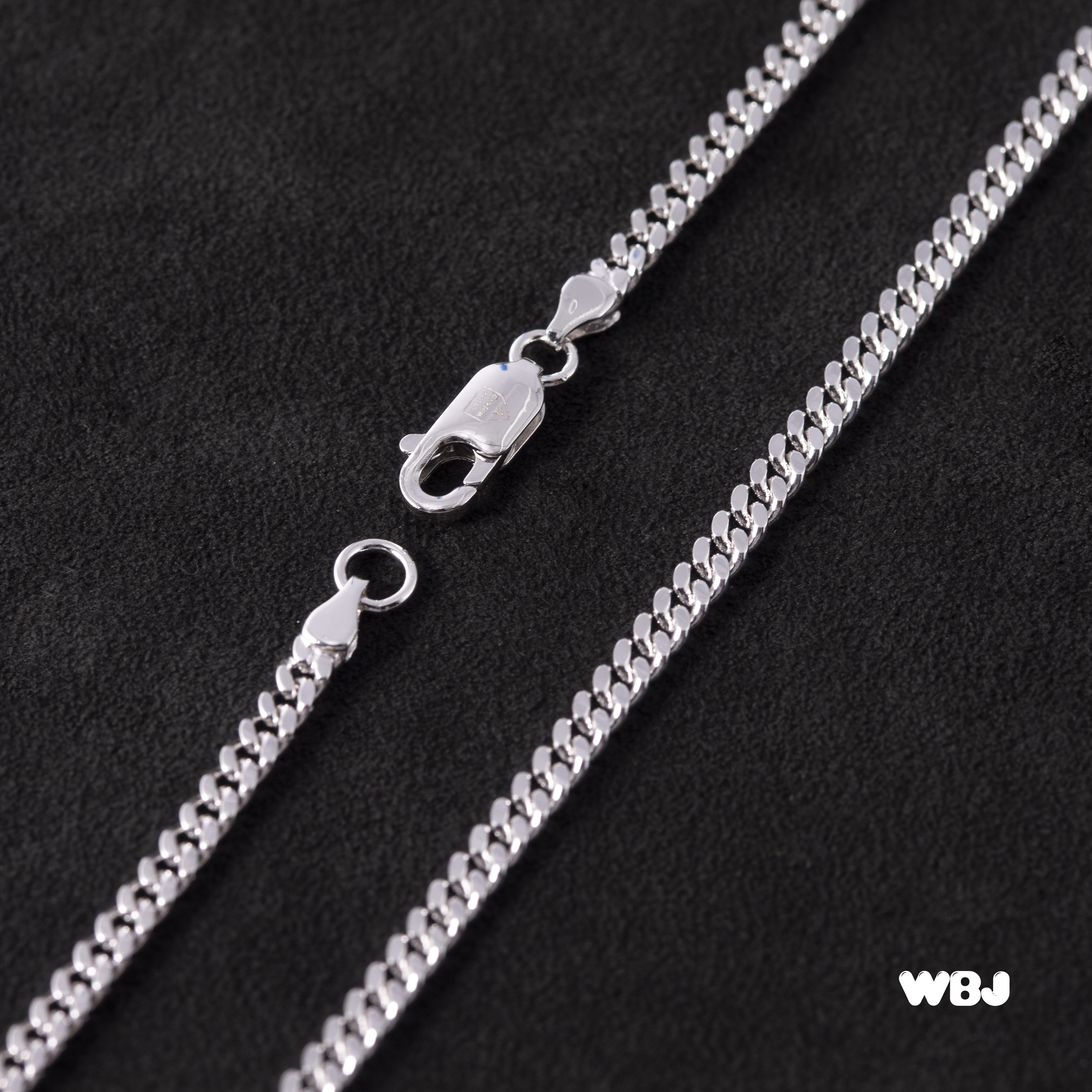 2mm 純銀古巴鍊項鍊｜電鍍18K白金