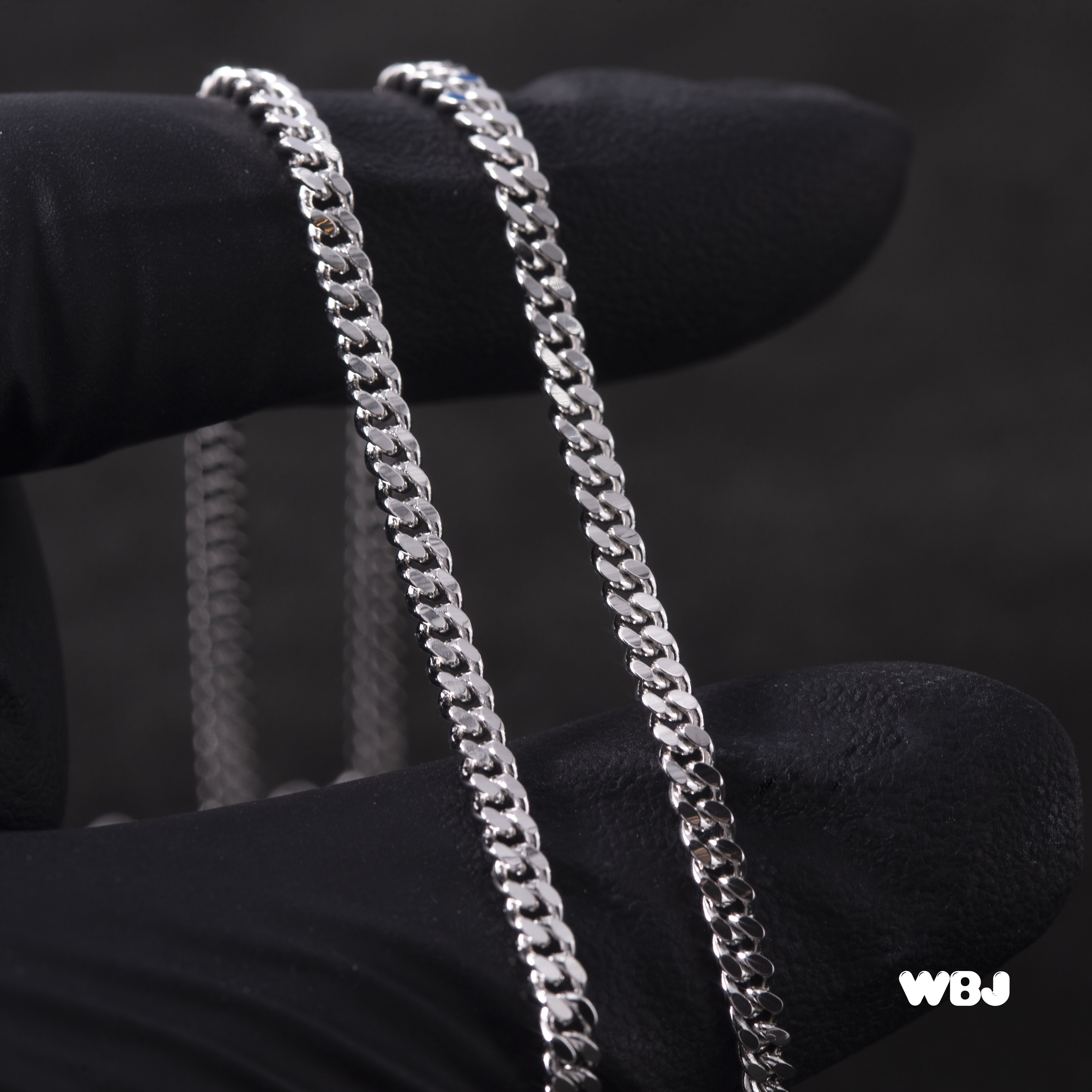 2mm 純銀古巴鍊項鍊｜電鍍18K白金