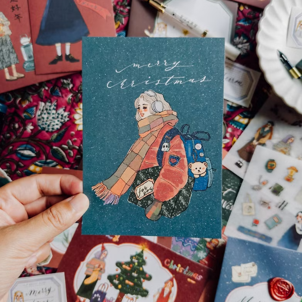 聖誕節早晨女孩 聖誕卡 聖誕明信片｜甜蜜生活 la dolce vita 臺灣