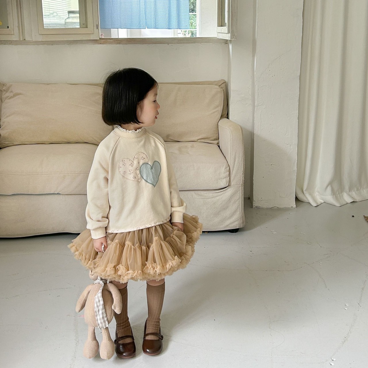 甜美愛心花邊領上衣