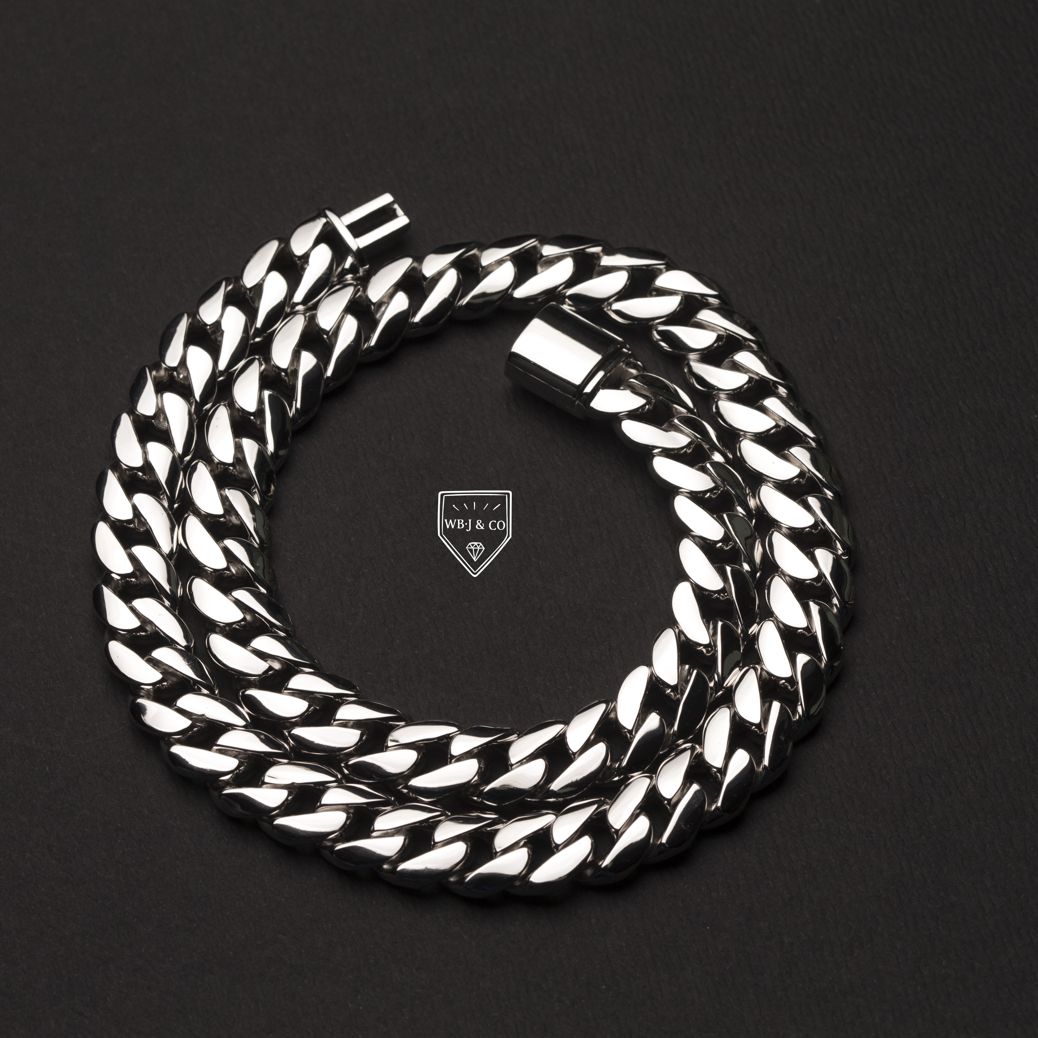 13mm 純銀古巴鍊｜實心