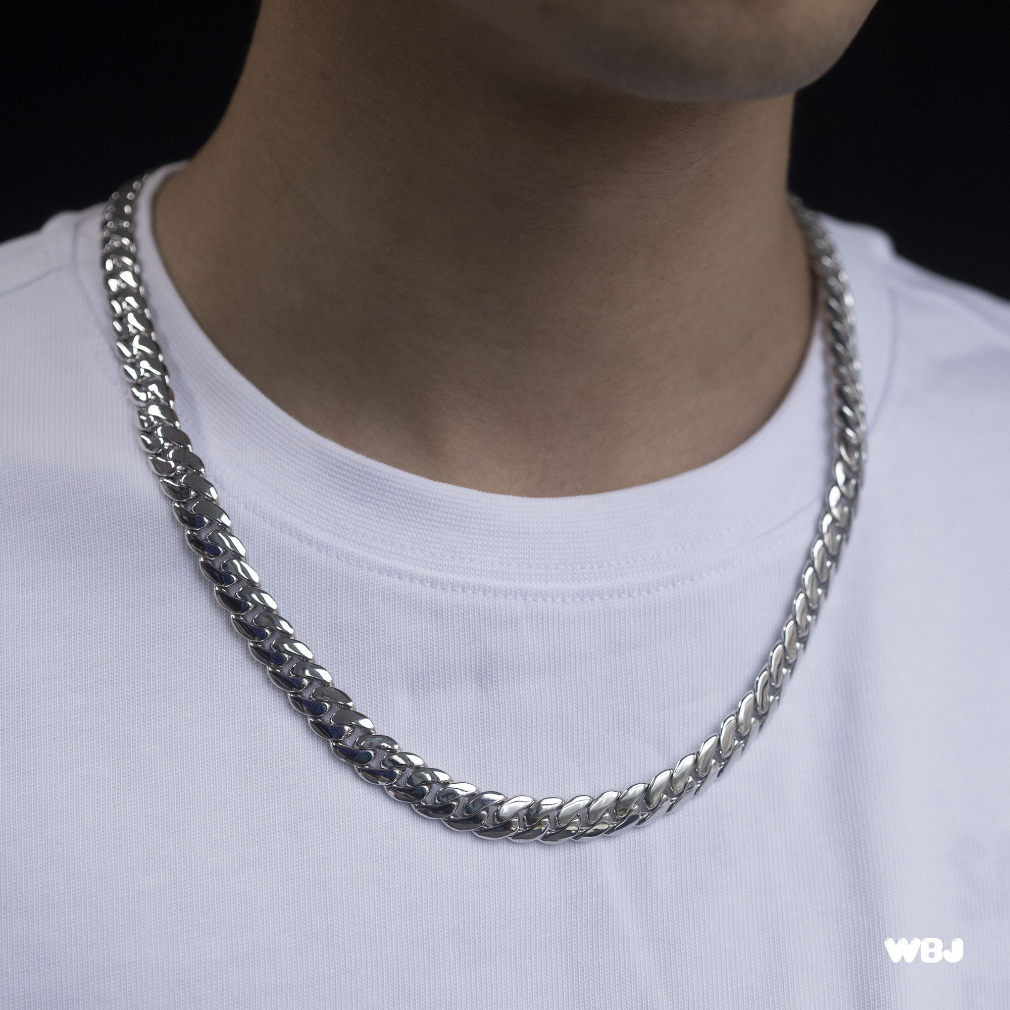 10mm 純銀古巴鍊｜實心