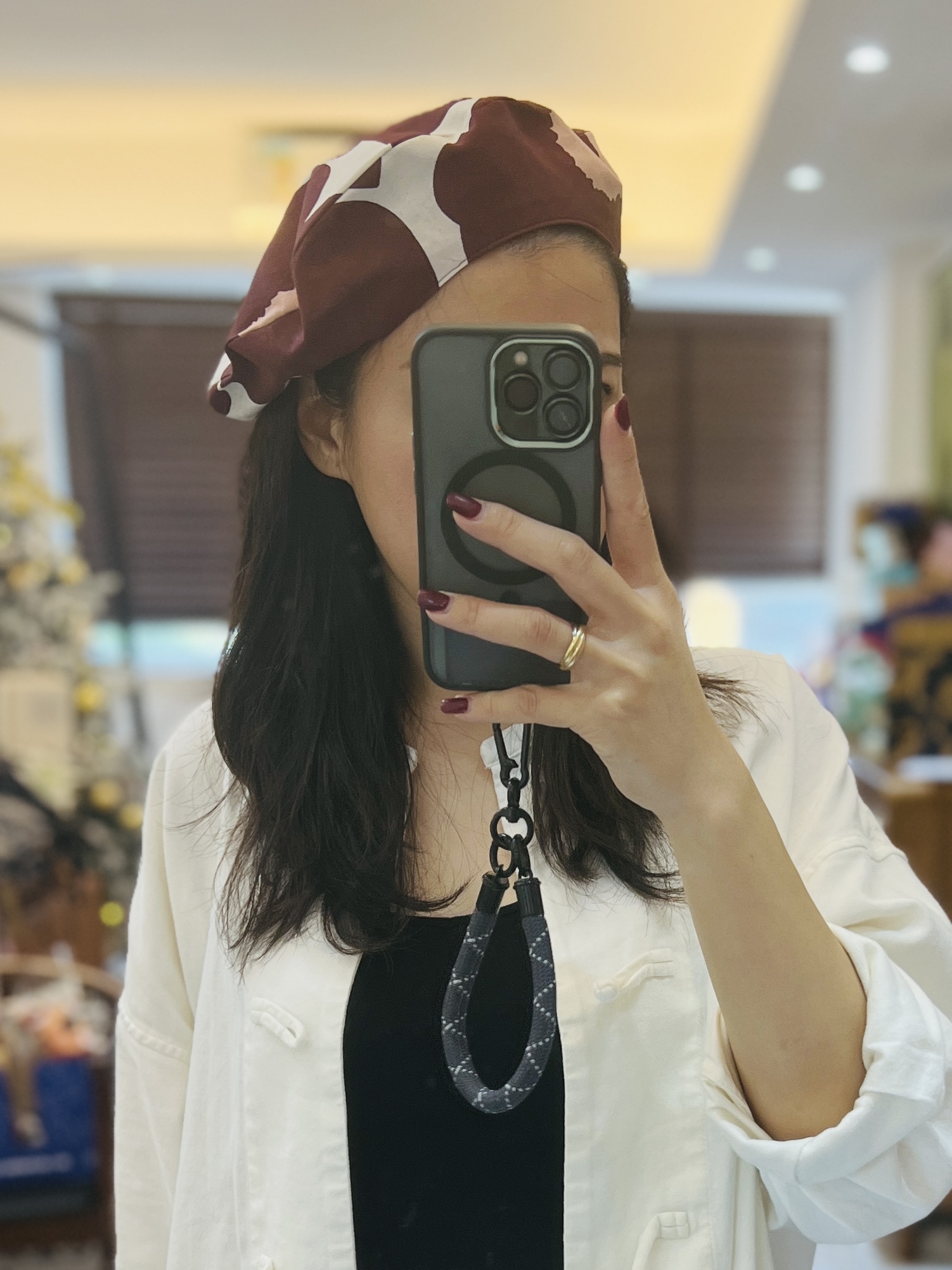 Beret 畫家帽 | marimekko fabric | Burgundy Unikko 中花