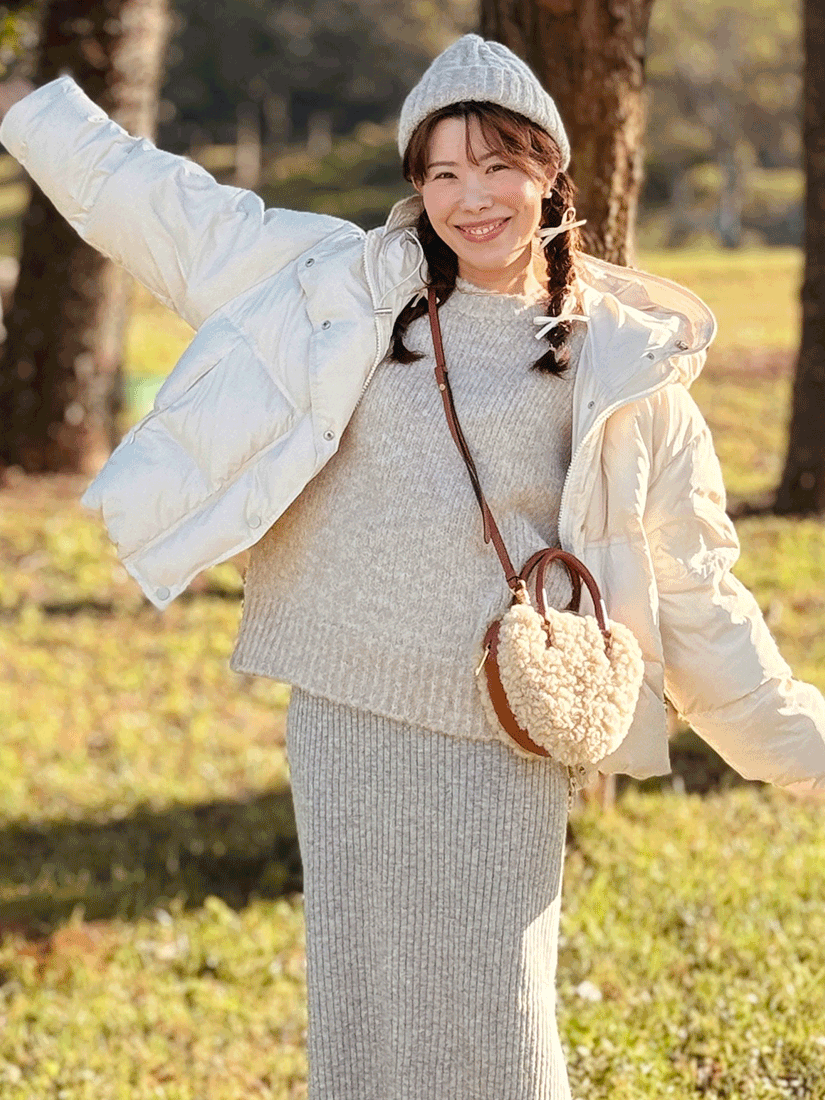 羔羊毛愛心造型真皮手提包(棕色)