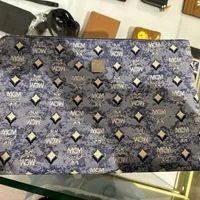 [S] MCM MEDIUM STANDING WRISTLET POUCH IN VINTAGE MONOGRAM,BLUE, 8809735036092 (SMCM77)
