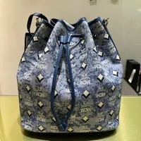[S] MCM LARGE DESSAU DRAWSTRING BAG IN VINTAGE MONOGRAM,JACQUARD,BLUE, 8809735086998 (SMCM78)