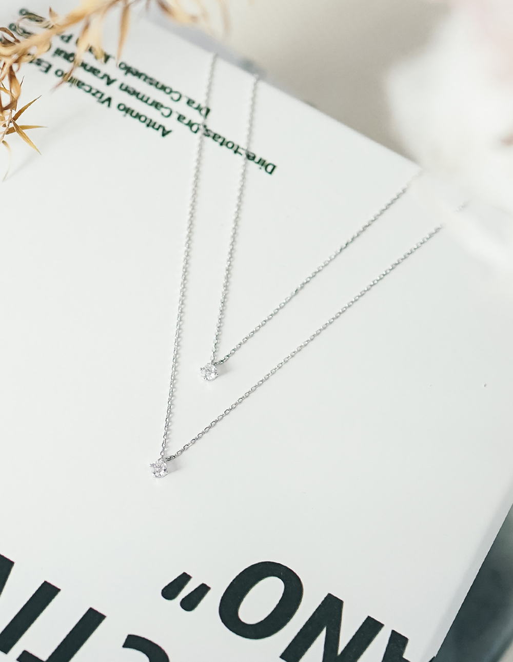 925 純銀施華洛世奇4mm六爪雙鑽項鍊