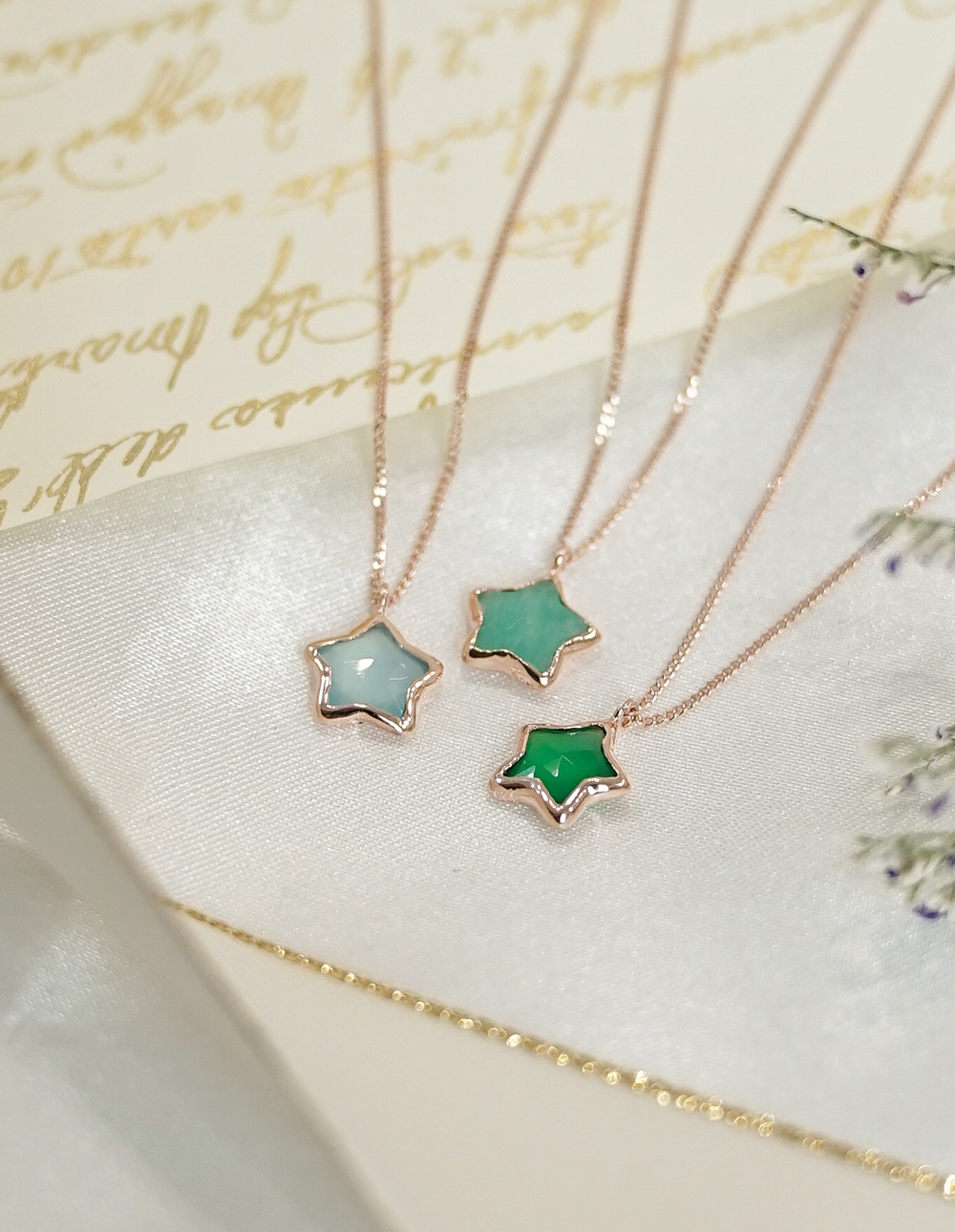 925 純銀天然石星星項鍊